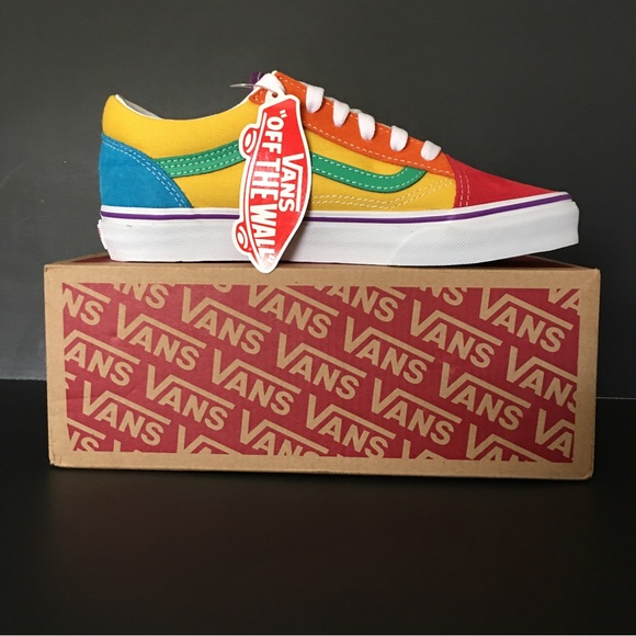 Vans Shoes Sneakers Old Skool Rainbow Colorblock Yellow-Multi Low Top Lace Sz 5 - Picture 5 of 7